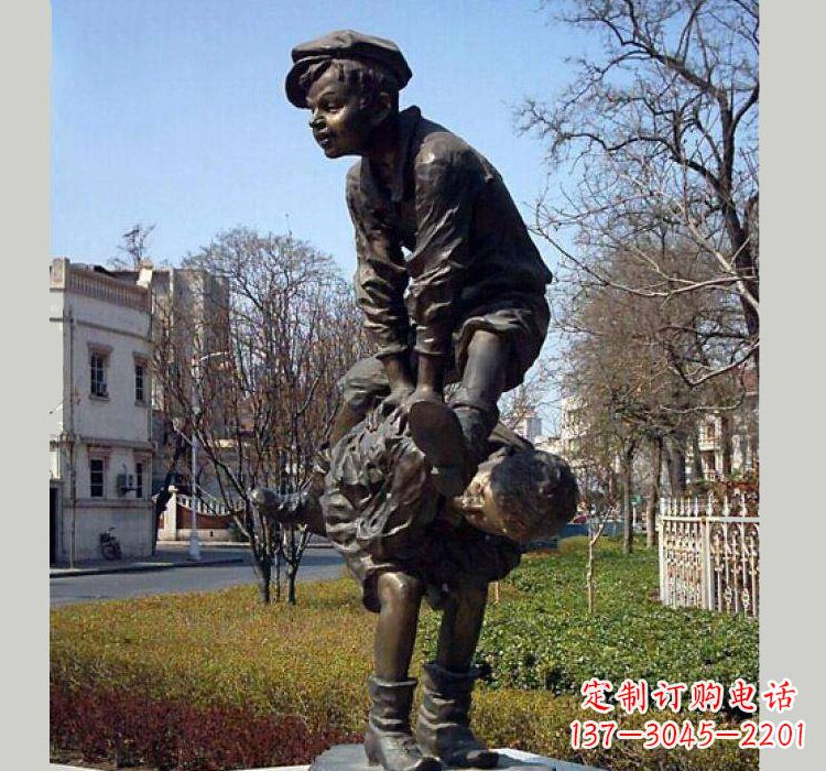 河南跳山羊人物铜雕