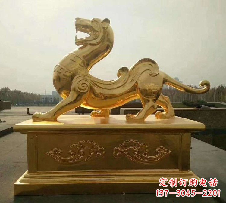 河南贴金古代神兽青龙雕塑