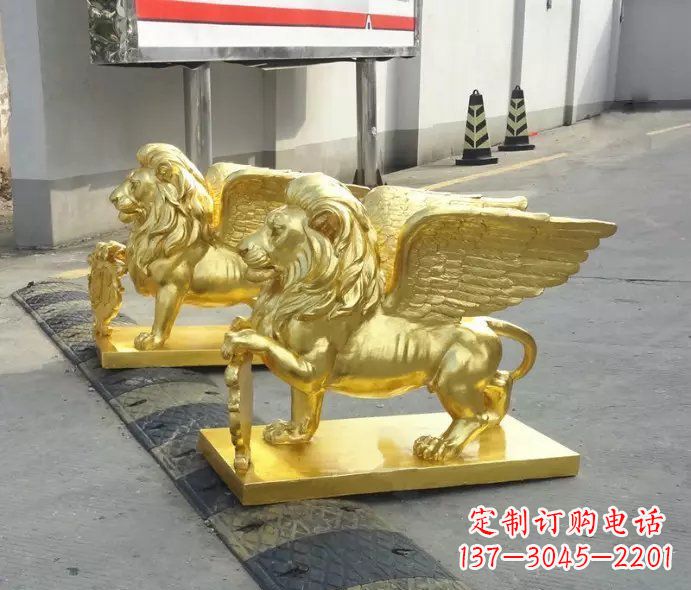 河南贴金圣马可飞狮铜雕