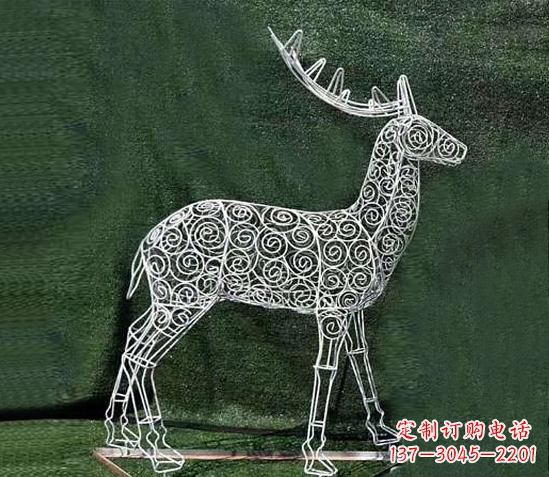 河南铁艺不锈钢镂空梅花鹿雕塑