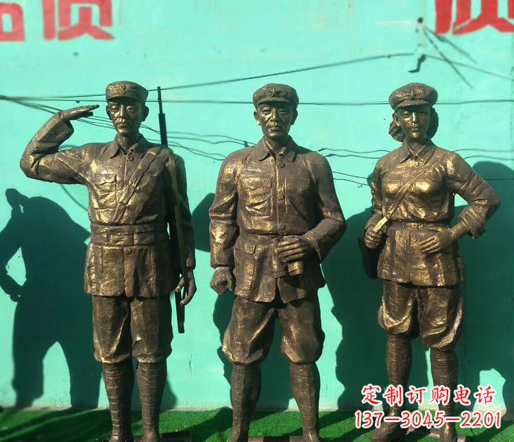 河南铜雕八路军战士雕塑