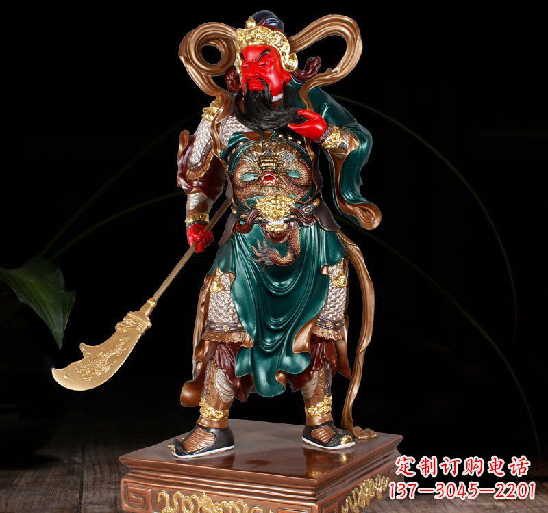 河南铜雕彩绘关公
