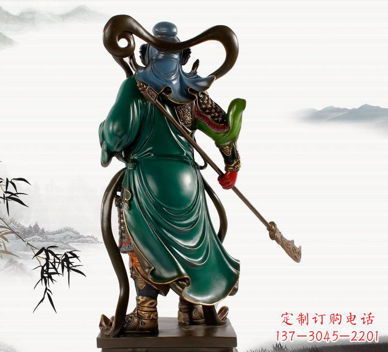 河南铜雕彩绘武财神关公