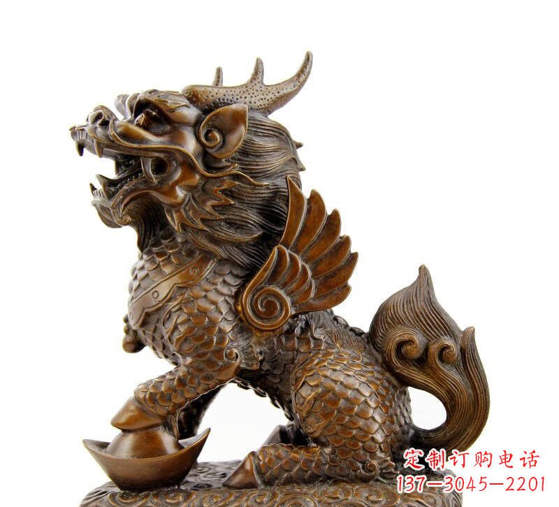 河南铜雕踩元宝麒麟