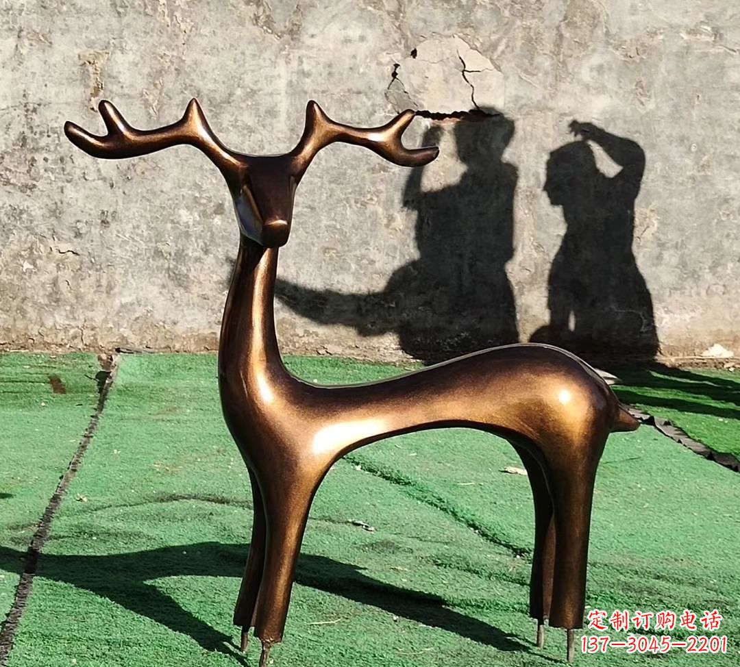 河南铜雕抽象小鹿雕塑