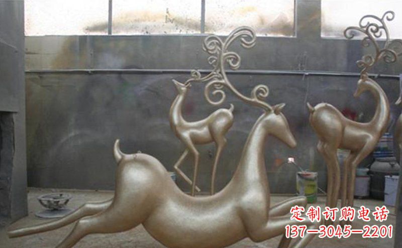 河南铜雕抽象树枝梅花鹿雕塑