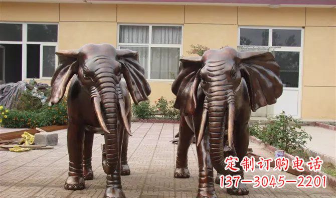 河南铜雕大象公司门口动物雕塑