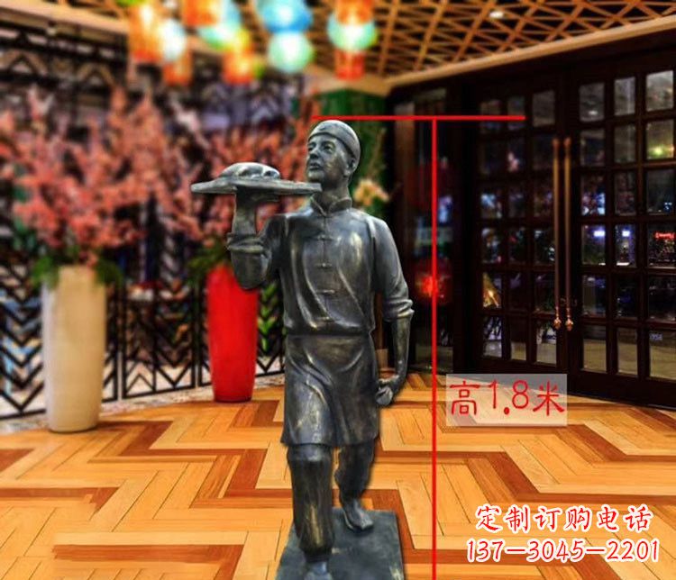 河南铜雕店小二人物雕塑 (2)