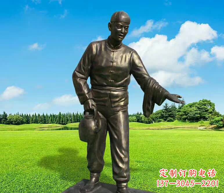 河南铜雕店小二人物雕塑1