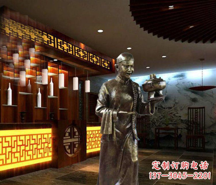 河南铜雕店小二小品人物雕塑