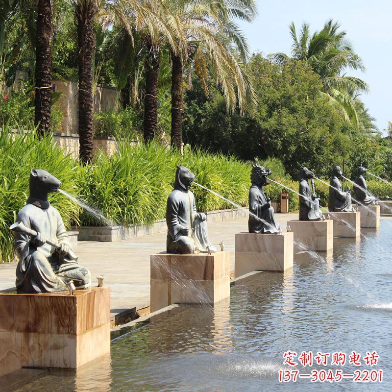 河南铜雕动物喷泉景观雕塑