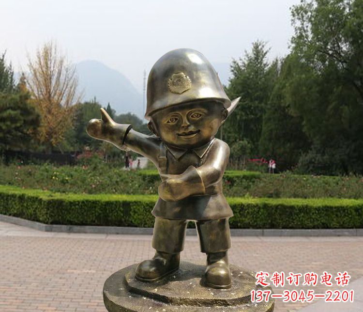 河南铜雕儿童交通警察