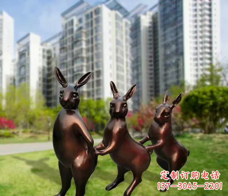 河南铜雕广场动物兔子