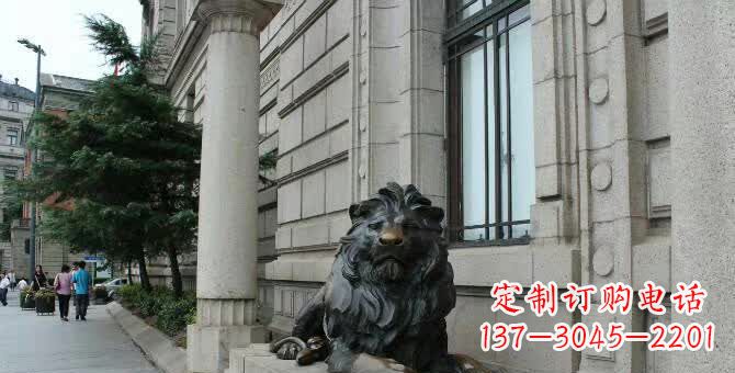 河南铜雕跪姿狮子
