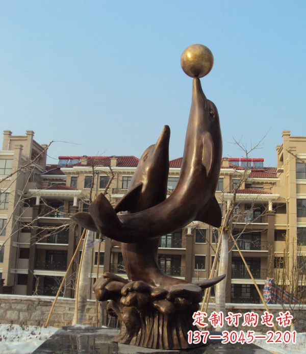 河南铜雕海豚雕塑 (2)