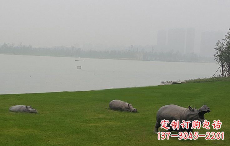 河南铜雕河马公园动物雕塑