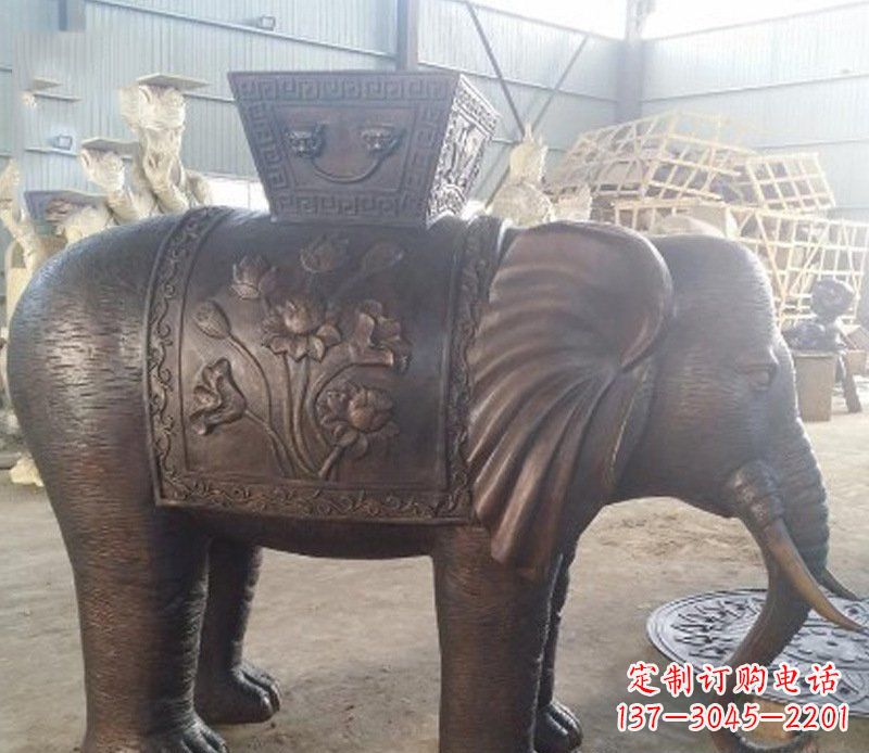 河南铜雕吉祥大象园林动物摆件