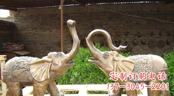 河南铜雕吉祥小象公园动物雕塑