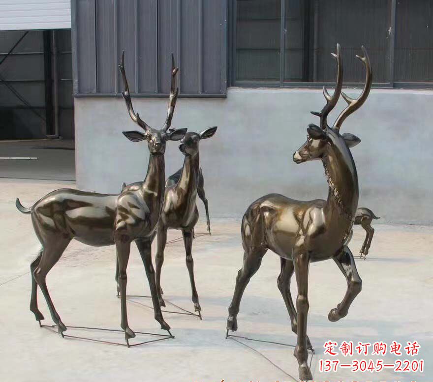 河南铜雕鹿群雕塑