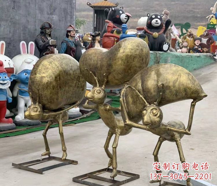 河南铜雕蚂蚁搬家雕塑