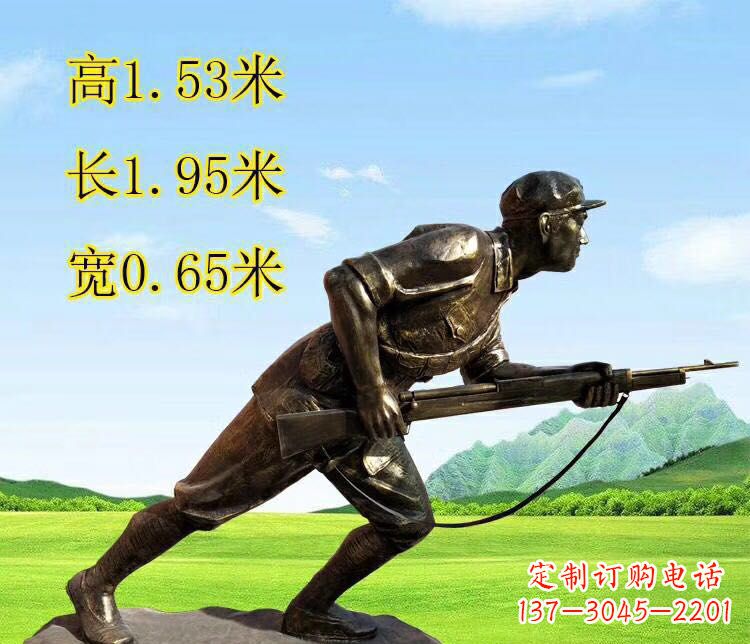 河南铜雕拿枪战士雕塑