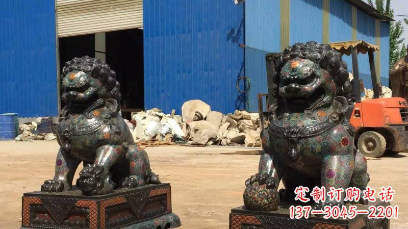 河南铜雕企业招财狮子雕塑摆件