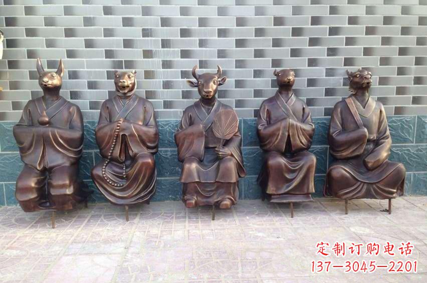 河南铜雕兽首人身十二生肖雕塑
