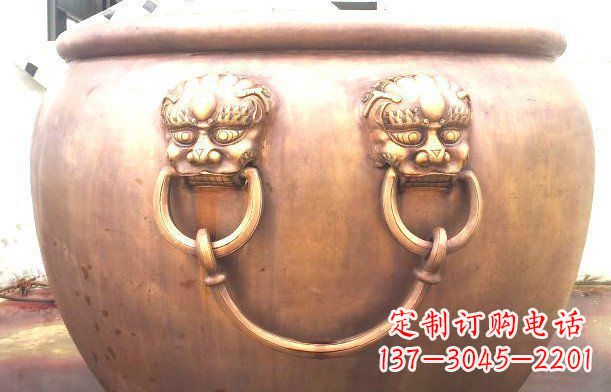 河南铜雕水缸寺庙景观雕塑_1