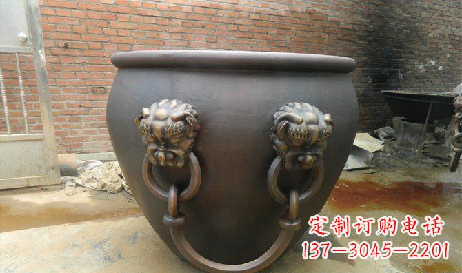 河南铜雕水缸寺庙景观雕塑_2