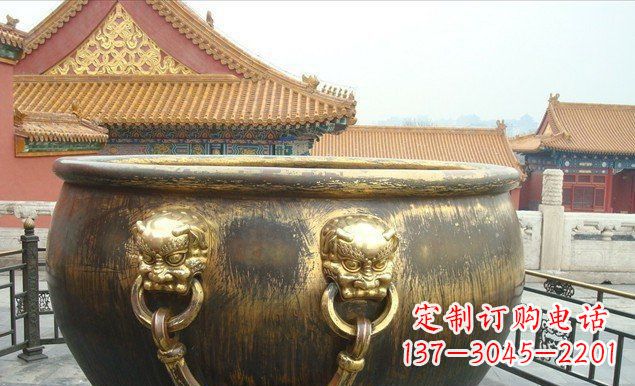 河南铜雕水缸寺庙景观雕塑 (2)