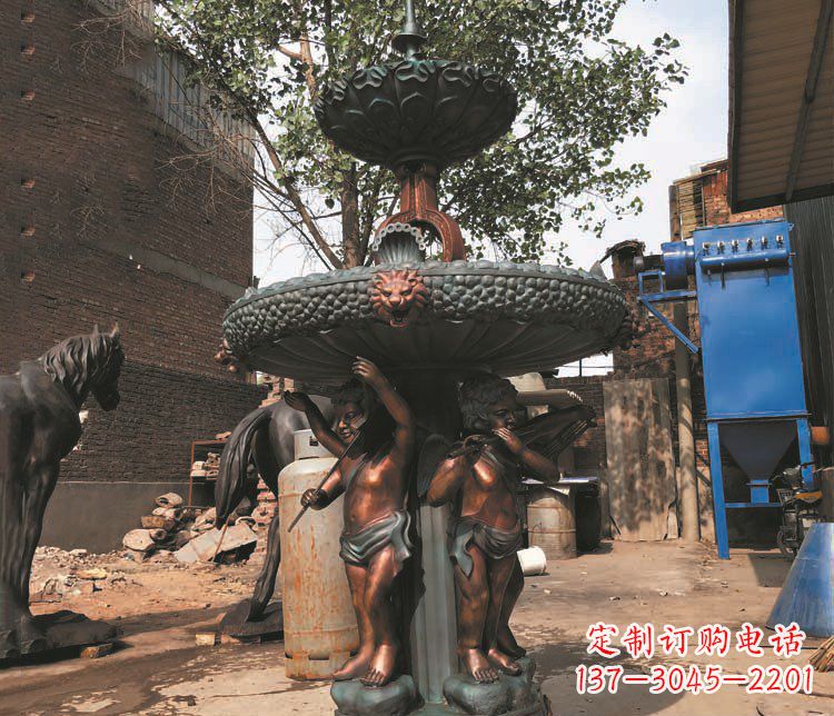 河南铜雕西方人物喷泉景观雕塑