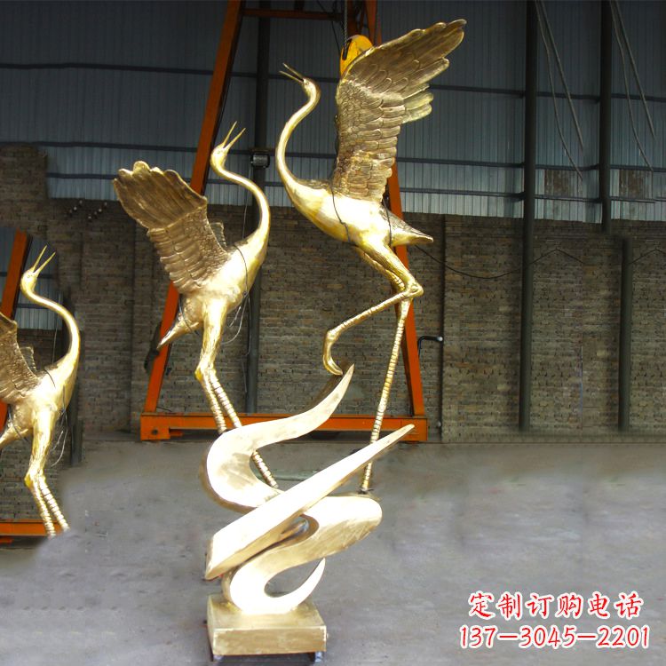 河南铜雕仙鹤景观雕塑