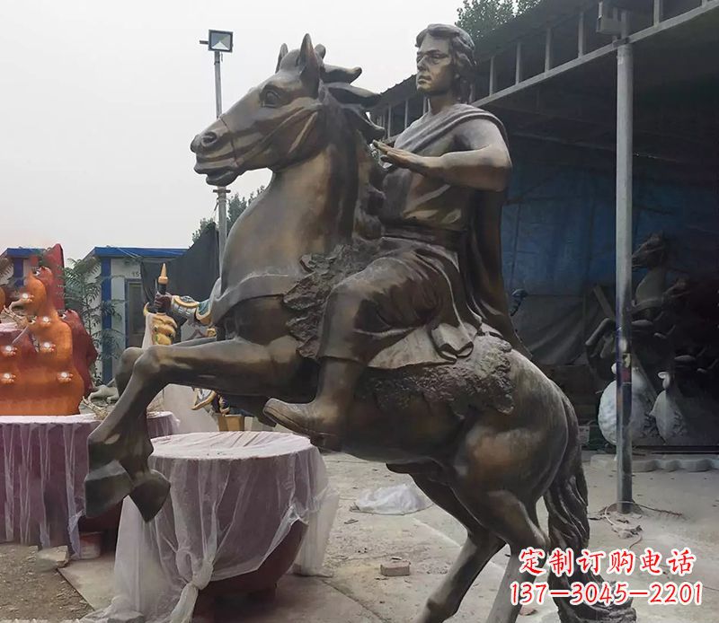 河南铜雕现代骑马人物公园景观