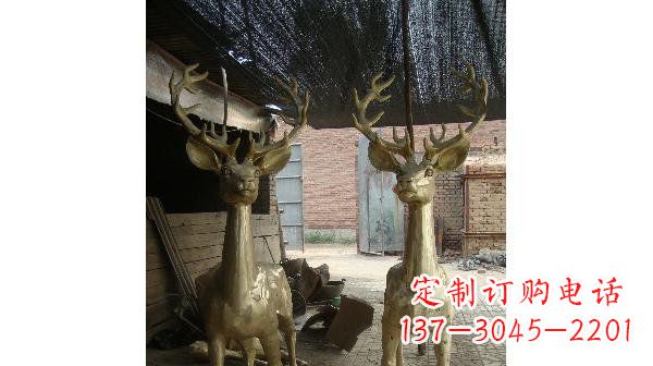 河南铜雕小鹿公园动物雕塑 (2)