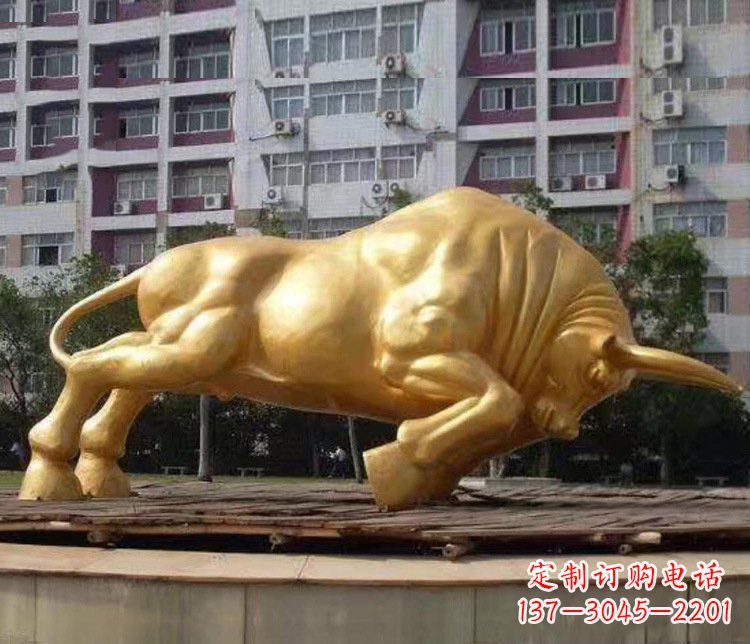 河南铜雕小区动物牛摆件 (3)