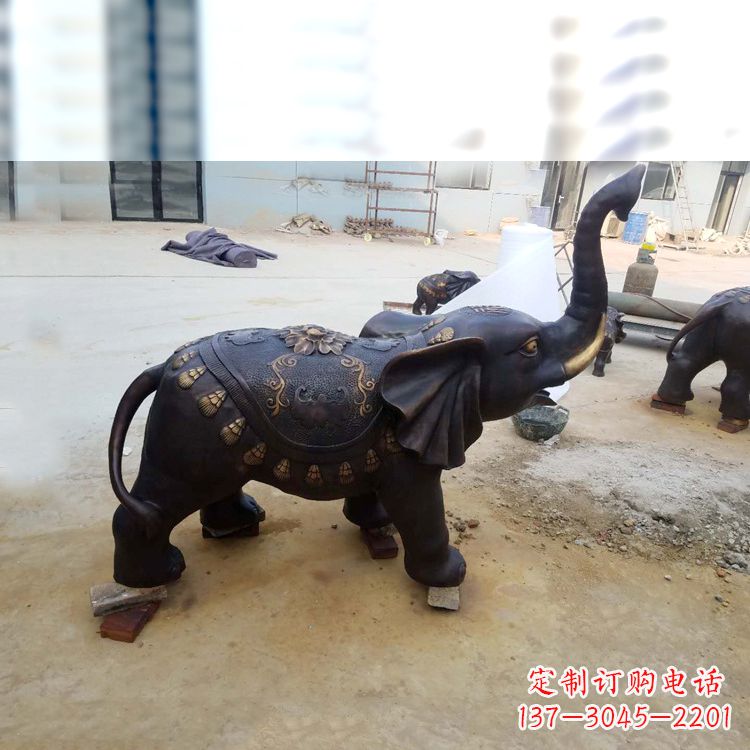 河南铜雕小象雕塑摆件