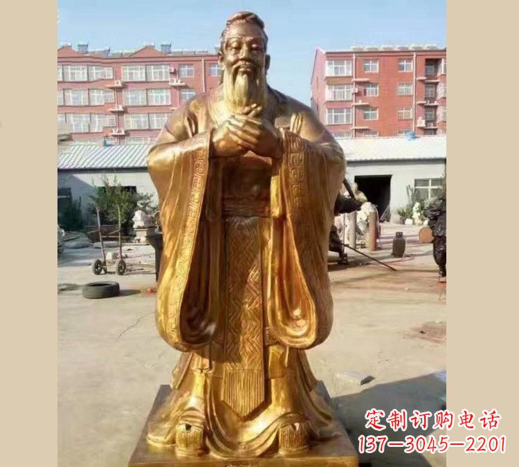 河南铜雕校园孔子