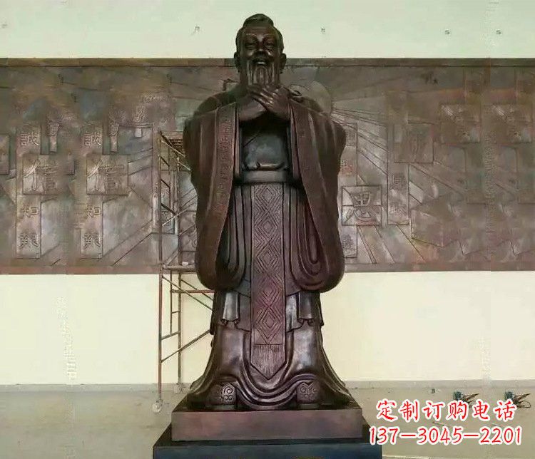 河南铜雕校园孔子文化雕塑摆件 (2)