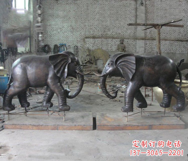 河南铜雕园林动物大象雕塑 (2)