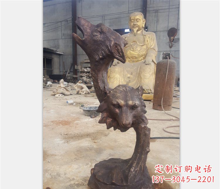 河南铜雕园林金钱豹动物雕塑