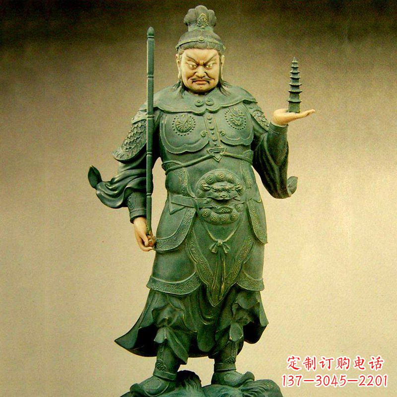 河南托塔天王彩绘雕塑