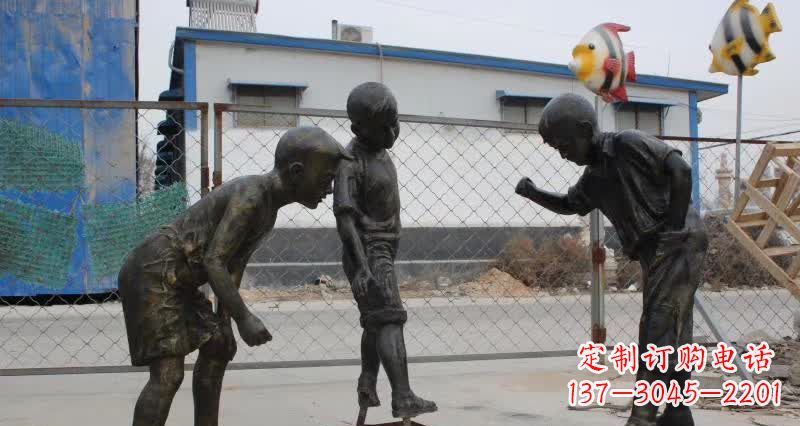 河南玩陀螺人物铜雕