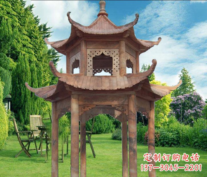 河南晚霞红公园建筑凉亭