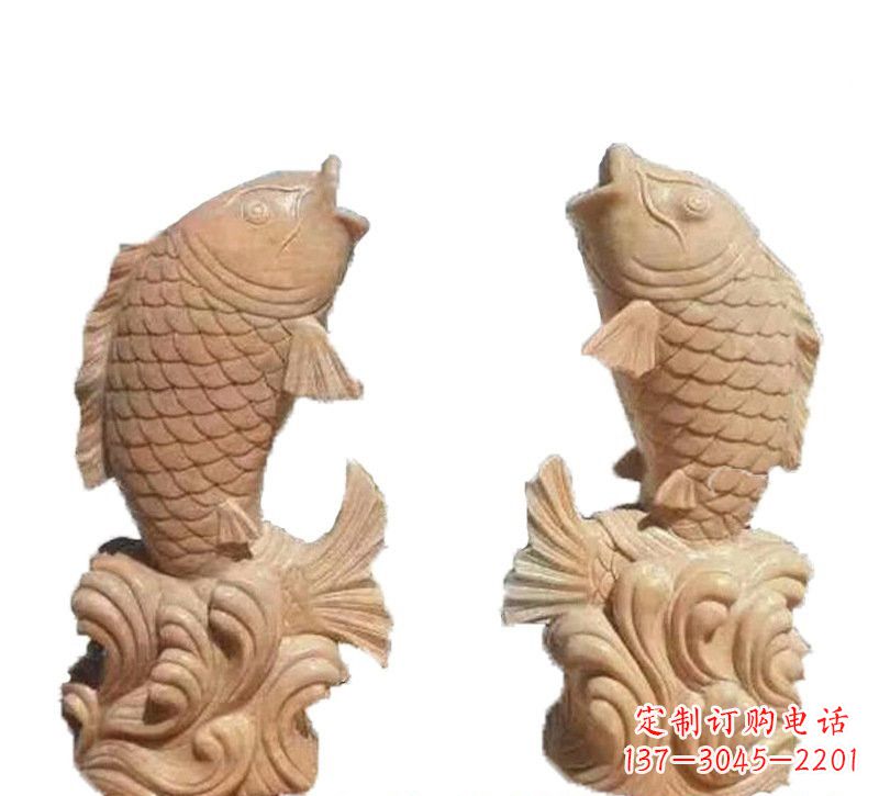 河南晚霞红公园喷水鲤鱼石雕
