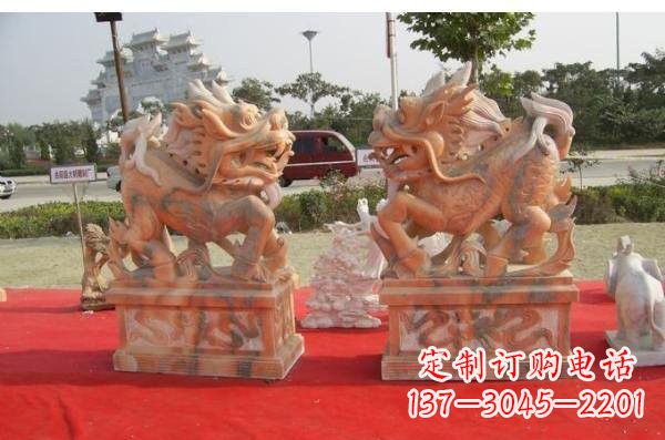 河南晚霞红葫芦麒麟雕塑