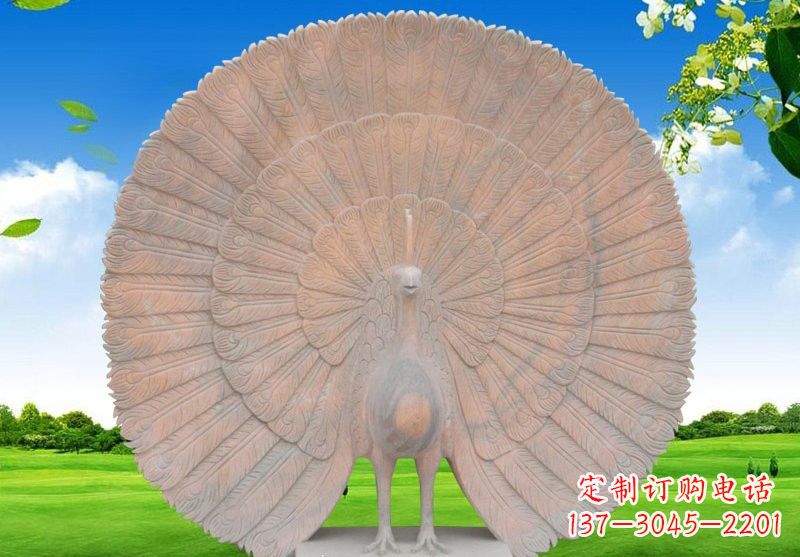 河南晚霞红开屏孔雀雕塑