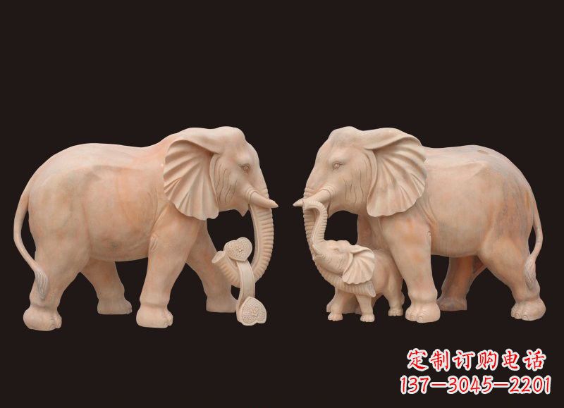 河南晚霞红母子大象雕塑
