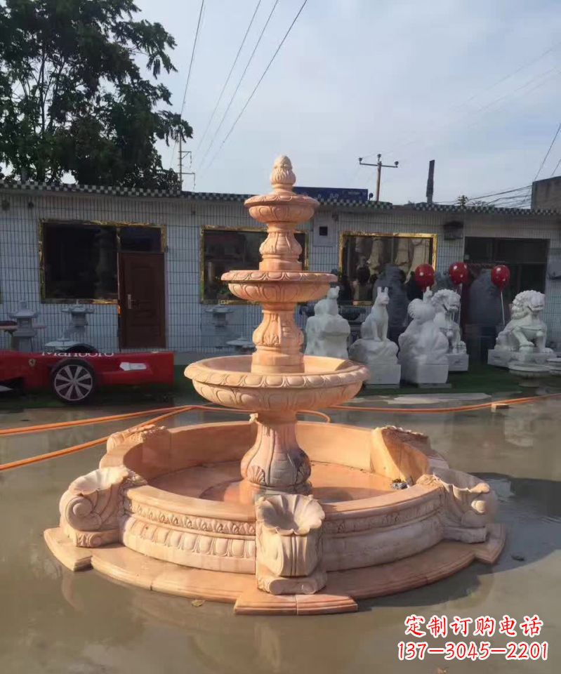 河南晚霞红欧式流水喷泉