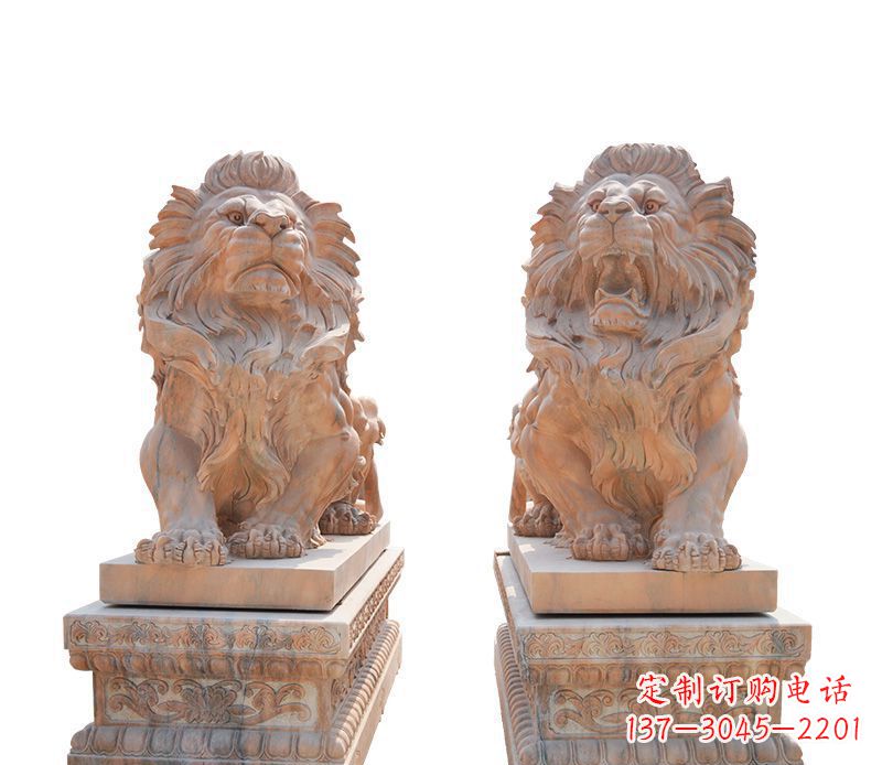 河南晚霞红欧式狮子雕塑