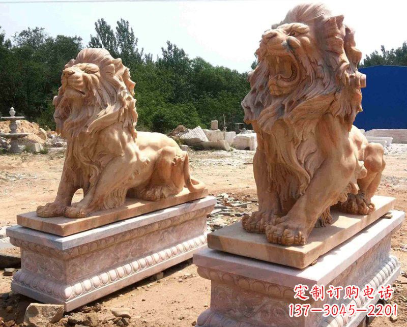 河南晚霞红欧式狮子雕塑222